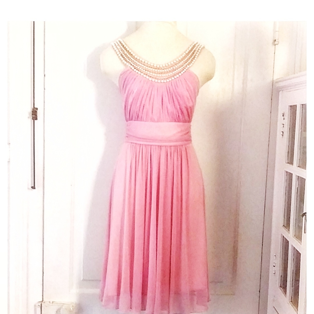 NWT Alejandra Sky Crystal Pearl Neckline Dress